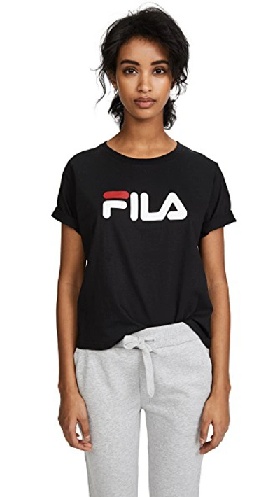 Fila Miss Eagle Logo Tee In Black/white/chinese Red