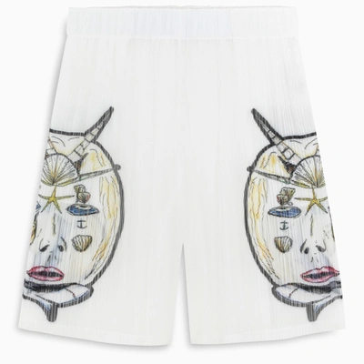 Burberry Printed Semi-transparent Shorts In White