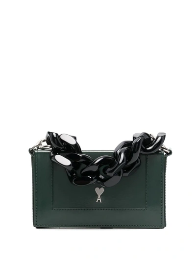 Ami Alexandre Mattiussi Mini Ami De Coeur Box Chain Bag In Green
