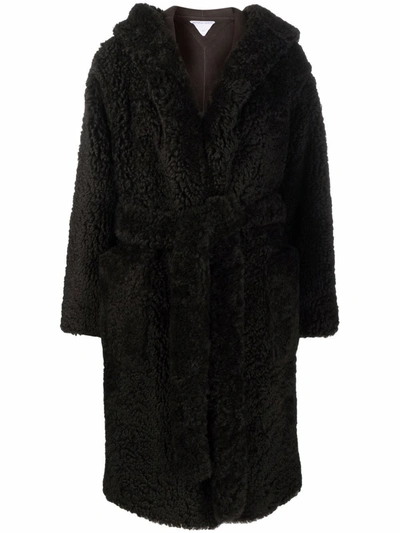 Bottega Veneta Women's Hooded Teddy Shearling Coat In Brown