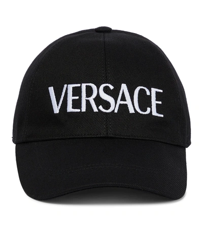Versace Embroidered Logo Cap, Female, Black, 60 In Nero (black)