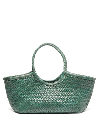 Dragon Diffusion Nantucket Large Woven Leather Tote In Green