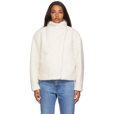 Frame Double-breasted Faux-shearling Jacket In Ivory
