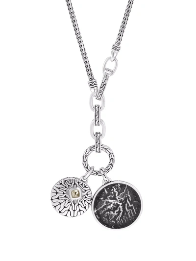 John Hardy Men's Sterling Silver Classic Chain Pyrite Accented Disc & Coin Amulet Transformable Pendant Necklac