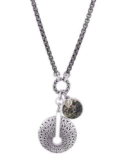 John Hardy Men's Sterling Silver Classic Chain Pyrite & Apache Gold Multi Charm Pendant Necklace, 26