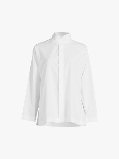 Eskandar Wide Double Stand Collar Shirt In White