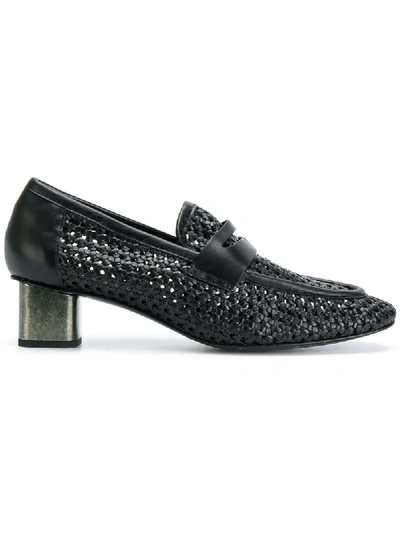 Robert Clergerie 'povain' Cube Heel Woven Leather Penny Loafer Pumps