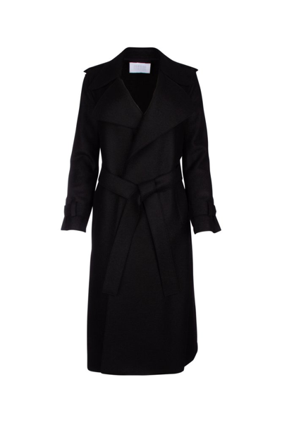 Harris Wharf London Double-breasted Self-tie Regular-fit Wool Coat In Black