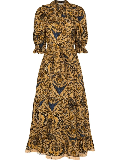 Ulla Johnson Rosalind Belted Printed Cotton-poplin Midi Dress In Print,multi