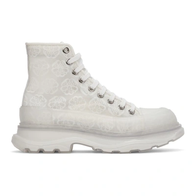 Alexander Mcqueen Off-white Print Tread Slick High Sneakers In 9337 Wh/o./wh/t./si/