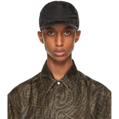 Fendi Baseball Cap With All Over Logo In Brown