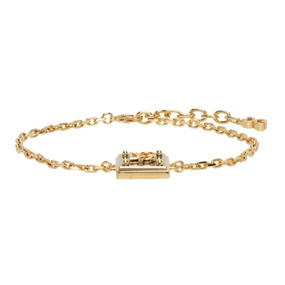 Dolce & Gabbana Gold & Silver Logo Pendant Bracelet In 87562 Bicolore