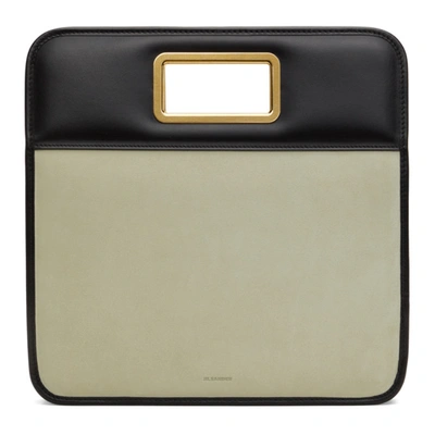 Jil Sander Square Leather/suede Top-handle Clutch Bag In Pastel Green
