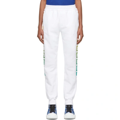 Versace White & Multicolor Greca Lounge Pants In 2w070 Whtmu