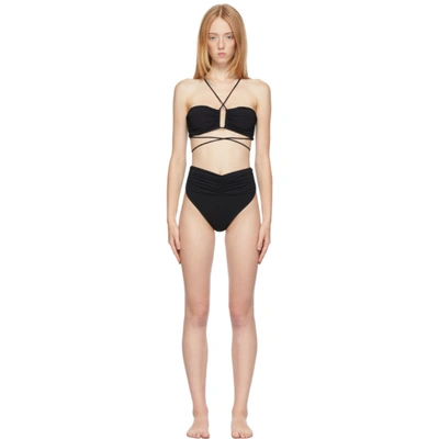 Magda Butrym Black Crossed Wrap Bikini Top