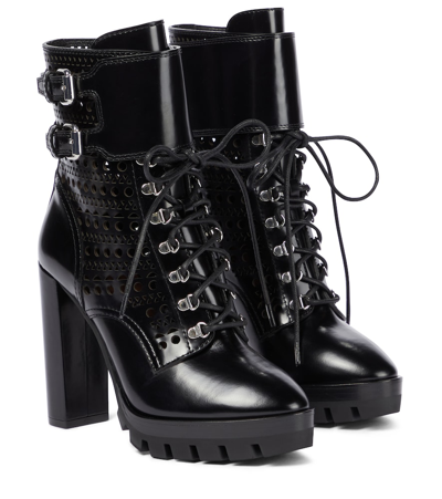 Alaïa Laser-cut Buckled Leather Boots In Black