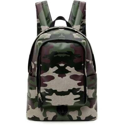 Burberry Camouflage-print Backpack In Grün