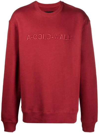 A-cold-wall* Logo-embroidered Cotton Sweatshirt In Red