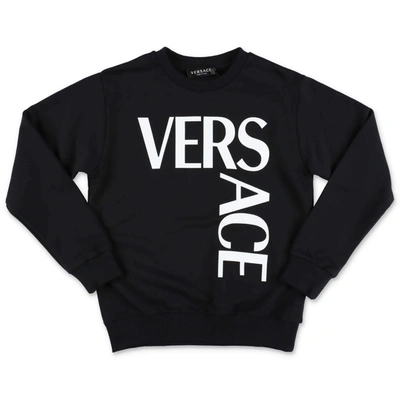 Versace Kids Logo Printed Sweatshirt In Black