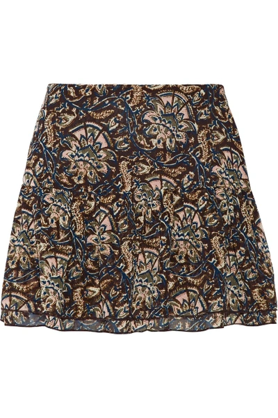 Figue Lucette Ruffled Printed Silk-georgette Mini Skirt