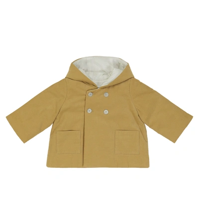 Bonpoint Baby Hooded Cotton Corduroy Jacket In Yellow