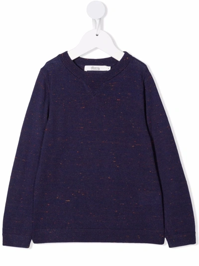 Bonpoint Kids' Long-sleeved Wool-blend Sweatshirt In Navy