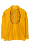 Tory Burch Ruffle-front Blouse In Saffron Gold