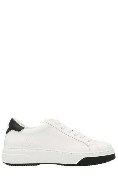Dsquared2 White Black Leather Trainers