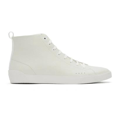 Hugo Logo-print High-top Leather Trainers In White