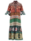 La Doublej Artemis Patchwork-print Poplin Midi Dress In Patchwork Placée