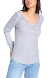Pj Salvage Textured Essentials Ribbed Knit Lounge Top In Heather Grey
