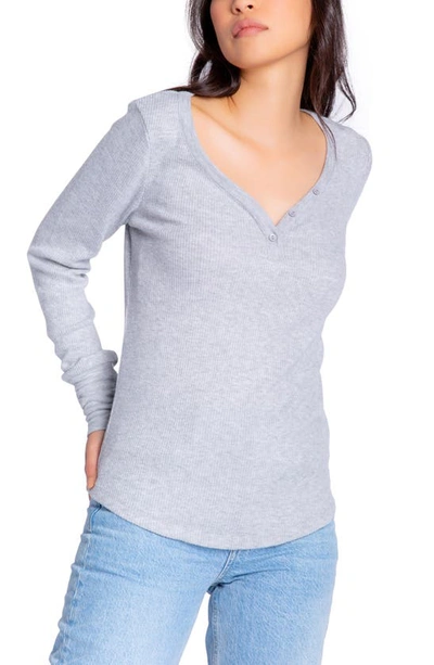 Pj Salvage Textured Essentials Ribbed Knit Lounge Top In Heather Grey