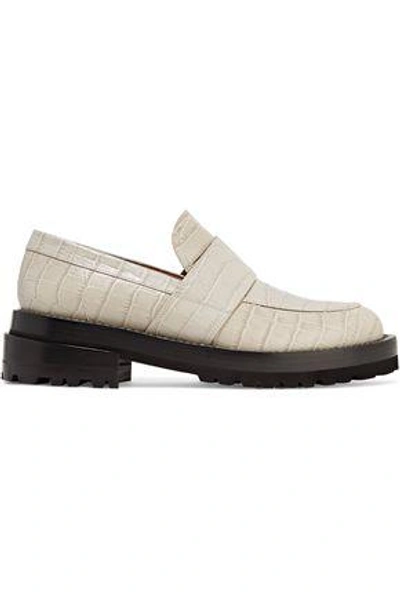 Marni Woman Croc-effect Leather Loafers Ivory