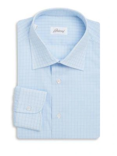 Brioni Cotton Long Sleeve Dress Shirt In Light Blue