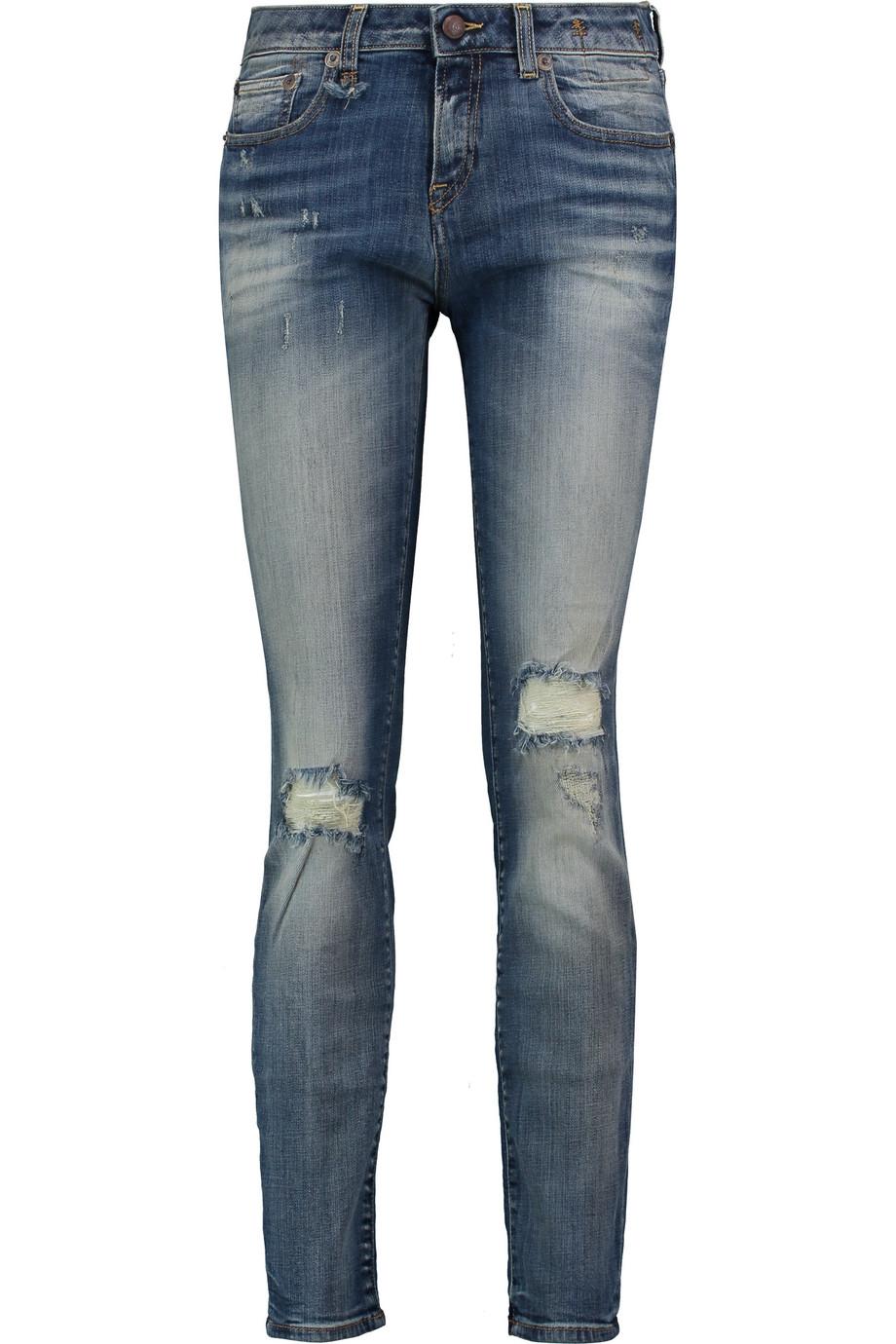 R13 Alison Faded Distressed Mid-rise Skinny Jeans | ModeSens