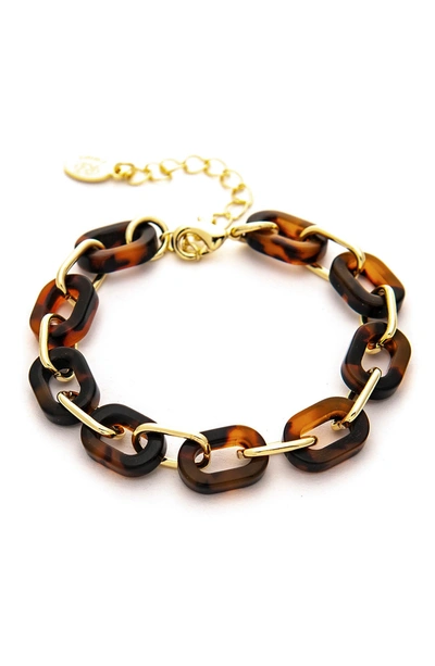 Rivka Friedman Chain With Resin Link Bracelet In Brown