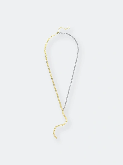 Rivka Friedman 18k Gold Two-tone Paper Clip Chain Lariat Necklace