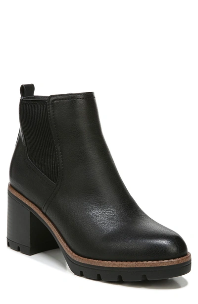 Naturalizer Madalynn-gore Lug Sole Booties In Black Faux Leather