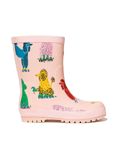 Stella Mccartney Kids' Pink Doodle Poodle Print Wellington Boots