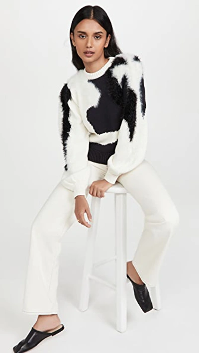Aje Women's Dominique Wool-silk Jacquard-knit Sweater In Black,white