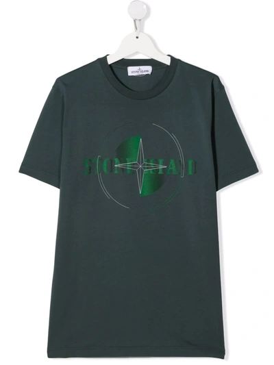 Stone Island Junior Teen Logo-print Short-sleeved T-shirt In Green