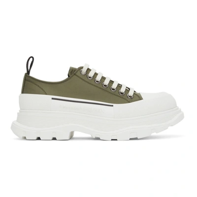 Alexander Mcqueen Khaki Satin Tread Slick Low Sneakers In 3243 Kha/o.wh/blk/kh