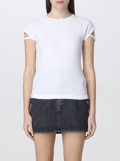 Helmut Lang Dropped Strap Ribbed T In White