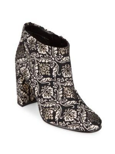 Sam Edelman Cambell Floral Leather Booties In Black Gold