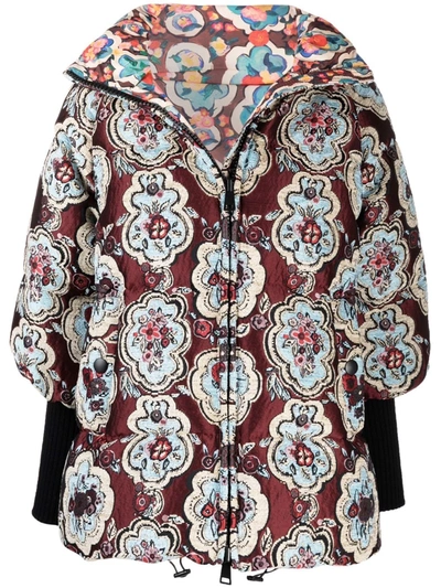 La Doublej St. Moritz Reversible Printed Shell And Embroidered Faille Down Jacket In Multicolor