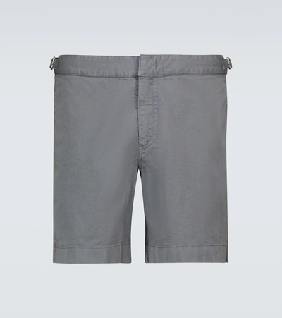 Orlebar Brown Bulldog Cotton-blend Twill Shorts In Grey