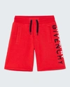 Givenchy Kids' Boy's Sweat Shorts With Split Logo In 991 Red