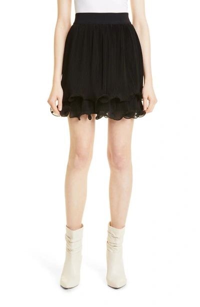 Milly Ria Pleated Chiffon Miniskirt In Black