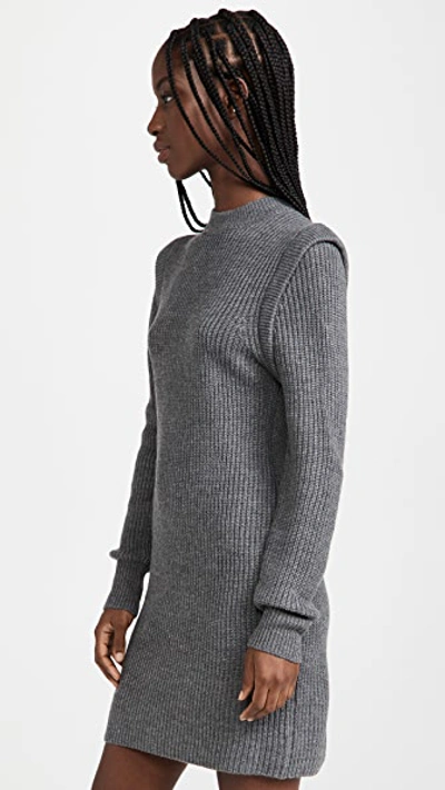 Wayf Lombard Mock Neck Sweater Dress In Heather Gray