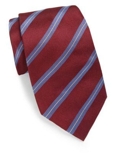 Brioni Multi Stripe Silk Tie In Burgundy Blue